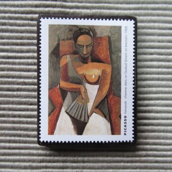 フランス　美術「ピカソ」切手ブローチ7823の画像