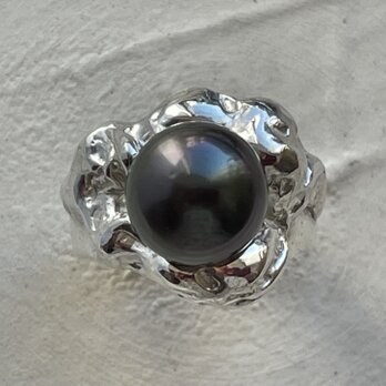 「a様オーダー品」黒蝶真珠のリングの画像