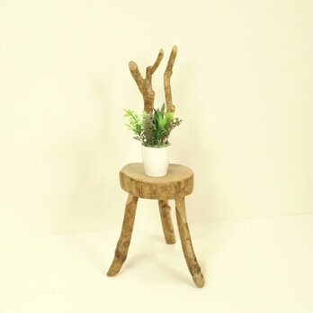 【温泉流木】かわいいバランスの椅子型飾り台スタンド001美しい枝ぶり 台座 流木インテリアの画像