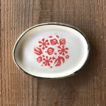kakiotoshi black 豆皿　－　鳥と赤い実の画像