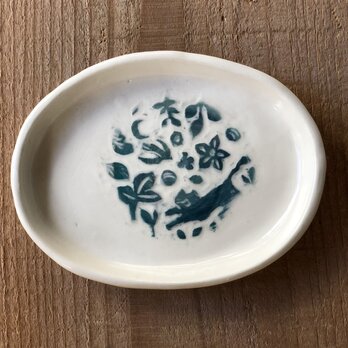kakiotoshi black 豆皿　－　猫のあくびの画像