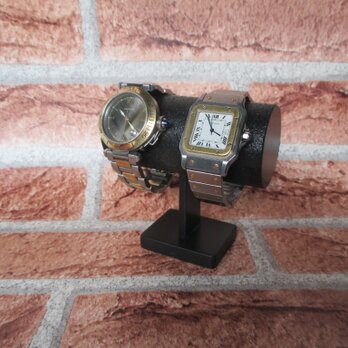 腕時計スタンド　腕時計スタンド おしゃれ　腕時計スタンド 高級　腕時計スタンド 2本　オールブラックだ2本掛け腕時計スタンド　の画像