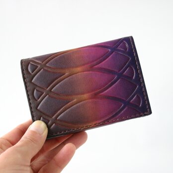 手染め手縫い革財布　Mini Card　purple×brownの画像