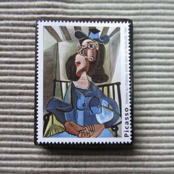 フランス　美術「ピカソ」切手ブローチ7827の画像