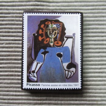 フランス　美術「ピカソ」切手ブローチ7828の画像