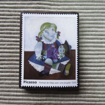 フランス　美術「ピカソ」切手ブローチ7831の画像