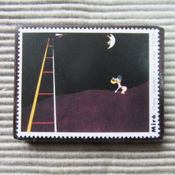 フランス　美術「ミロ」切手ブローチ7833の画像