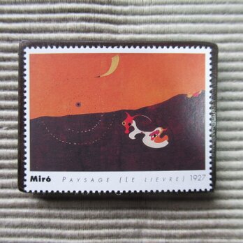 フランス　美術「ミロ」切手ブローチ7835の画像
