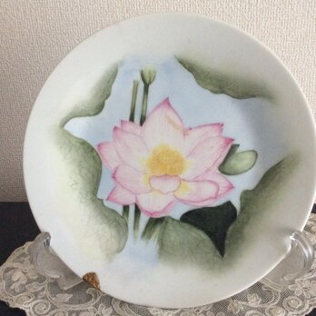 睡蓮の花の絵皿の画像