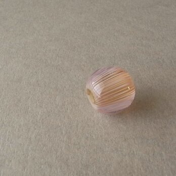 ひだ紋球・ピーチ・ガラス製・とんぼ玉の画像