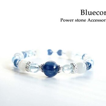 【ありのままの自分で夢を掴む】藍色の結晶 カイヤナイト ムーンストーン ブルートパーズ 水晶 ブレスレット 天然石の画像