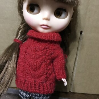ドールニット・繩編セーター赤B4