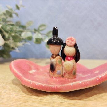 ミニひな人形　「桃雛」　陶器　の画像