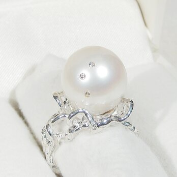 20.86ct南洋真珠とSV925の指輪（13.5mm、リングサイズ：9.5号、サイズ変更無料、ロジウム、6月の誕生石）の画像