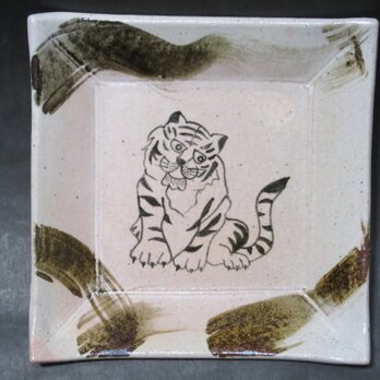 正方形陶板(虎)の画像