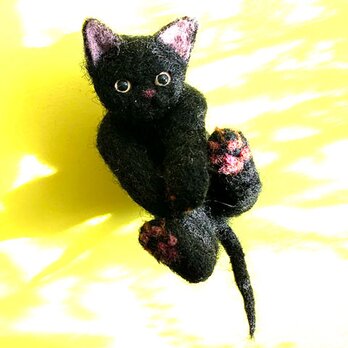 3way♪黒猫ちゃん　ブローチ&ネックレス＆バッグチャームの画像