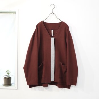 double-knit zip cardigan (bordeaux)の画像