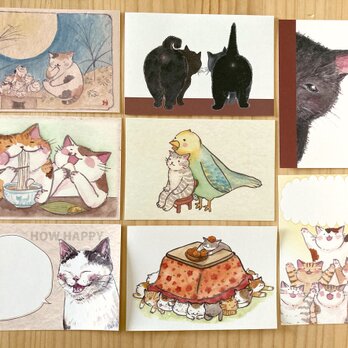 猫のポストカード：あたたか笑顔：お得８枚セットの画像