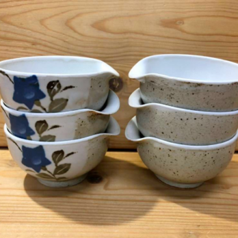 【新品】美濃焼製 桔梗図湯冷し/6個セット 煎茶道具/茶器 サイズ/8.5cm×7.8cm×高さ4.7cmの画像