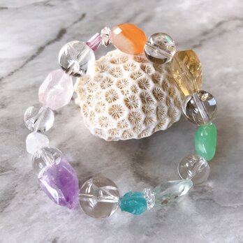 虹のブレスレット タンブルタイプ☆Rainbow Bracelet Type tumble cut✧天然石・パワーストーンの画像
