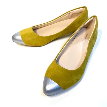 ◆期間限定価格・23.0・23.5cm◆ 小足見えバイカラーパンプス｜マスタード｜トゥカラー12色｜軽量140g β