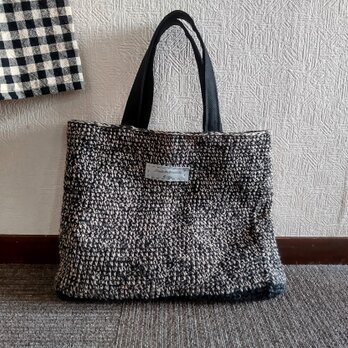 ★復活★マドモアゼル・トート台形★麻ひもと綿の編み上げバッグ★