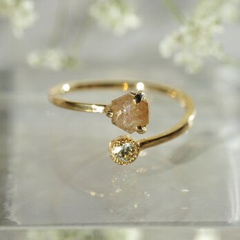 K18 Dear my Diamonds ring(light pink)(0.437、0.08ct)の画像