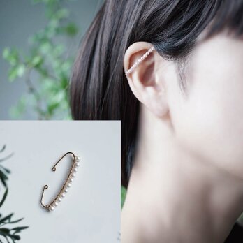 片方】3mmの真珠が連なる14KGFイヤーカフ・耳の上側用　～Lilyの画像