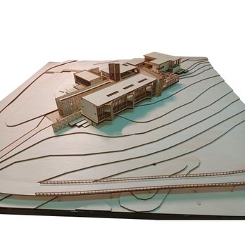 【模型製作】 木製ミニチュア オーダーメイド完成品 〈地形と建物〉の画像