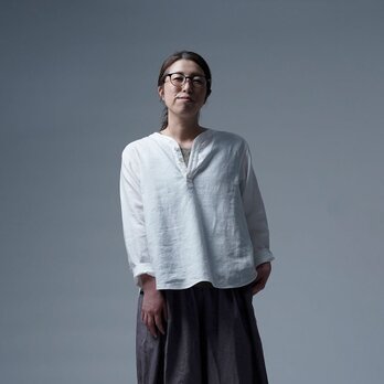 【wafu】Linen Shirt スリーピングシャツ / 白色 t030e-wht1の画像