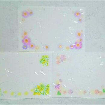 春の花絵葉書＜和紙＞　ポストカード3枚セット(パステルアートによる桜・ミモザ・スミレ)の画像