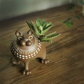 ライオン/茶（大）植木鉢の画像