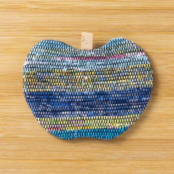 裂織りんごコースター　青ミックスカラー/552