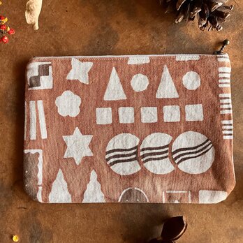 ☆sale☆柿渋染めフラットポーチ  焼き菓子