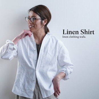 【Mサイズ】【プレミアム】 Linen Shirt wafu史上最高の上質リネン シャツ / ホワイト t031a-wht3-mの画像