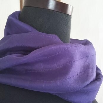 草木染 紫根染 シルク ストール 格子の画像