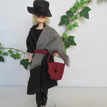H　人形付　大人も楽しい着せ替え人形　着せ替え洋服いろいろ（モノトーン系）付　29cm　の画像