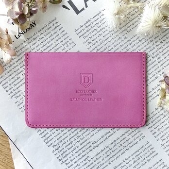 イタリア革の通帳ケース／マットピンク