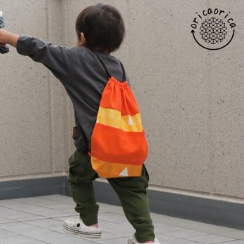 ハンドメイド 鱗 うろこ 和柄 バッグ ばっぐ 子供 男の子 子供 保育園 入学 入園 幼稚園 小学校 ナップサップ キッズの画像