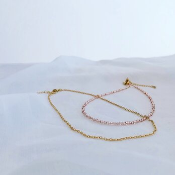 choker necklace　チョーカーネックレス　ゴールド　ビーズ　ネックレス　２本セットの画像