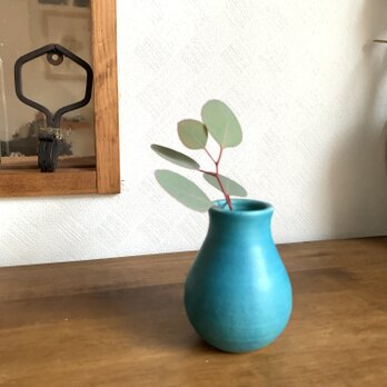 ちいさい花瓶　ターコイズブルーc