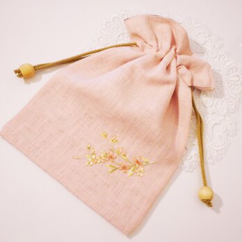桜デザイン刺繍入り巾着の画像