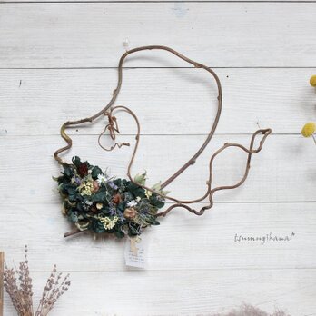 「チェルシー」wreath　 　キウイツルと紫陽花のリース　　　ドライフラワーリース　の画像