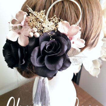 専用 オーダー商品 薔薇と紫陽花の髪飾り11点Setの画像