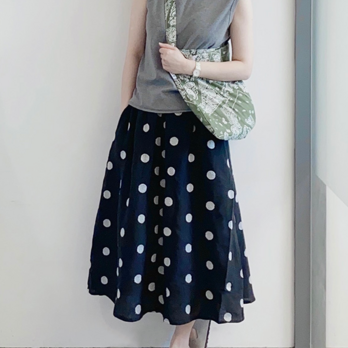 リネン100% 刺繍リネンスカート ふくらんでいる レディース  ロングスカートの画像