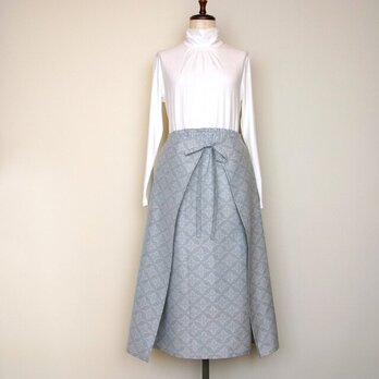 着物リメイク 紬の２ウェイスカート　L　七宝模様の画像