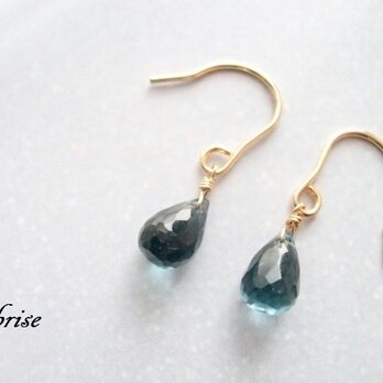 ロンドンブルートパーズの１粒ピアス