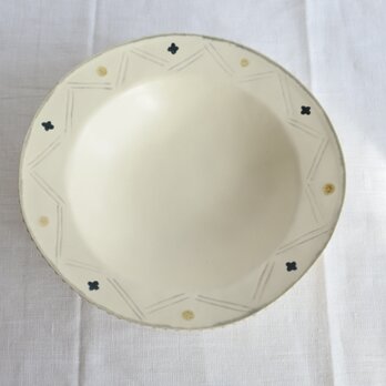 丸リム皿（グレー星・花）の画像