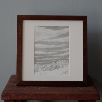 白馬マウンテンアート　ピエゾグラフ作品　鹿島、五竜岳と空の画像
