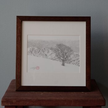 白馬マウンテンアート　ピエゾグラフ作品　白馬三山と約束の木の画像